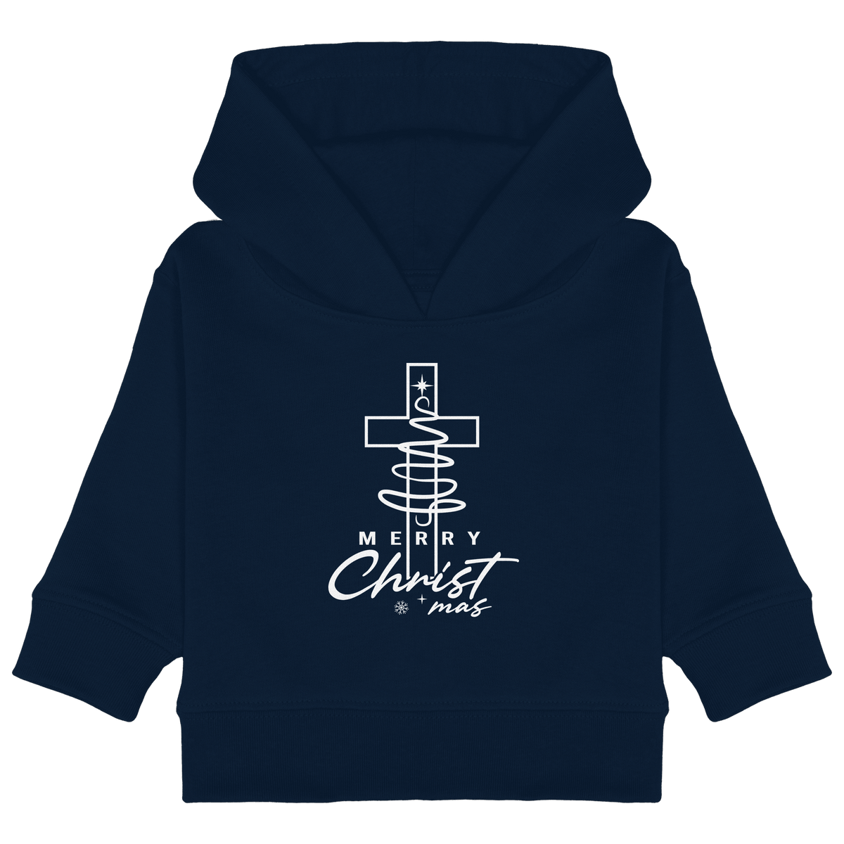 Kreuz und Christbaum – Merry Christ*mas Design - Baby Organic Hoodie - Kids & Babys - French Navy - GfoitMa