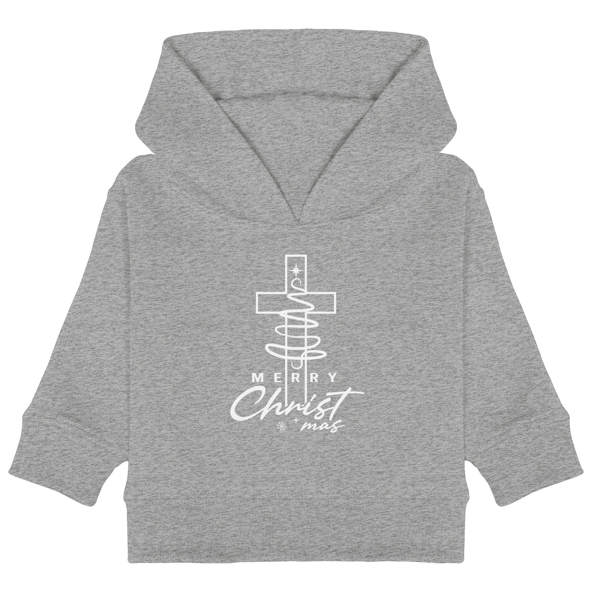 Kreuz und Christbaum – Merry Christ*mas Design - Baby Organic Hoodie - Kids & Babys - Heather Grey - GfoitMa