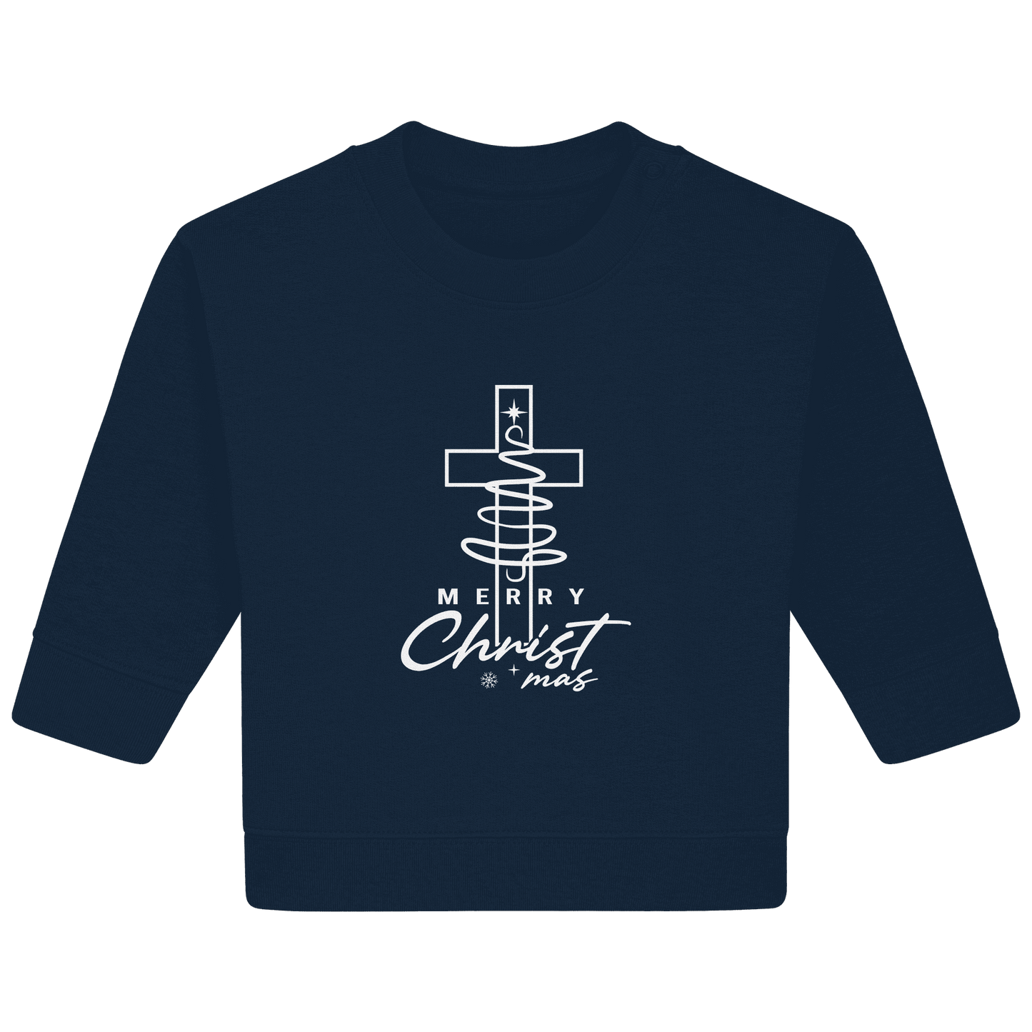 Kreuz und Christbaum – Merry Christ*mas Design - Baby Organic Sweatshirt - Kids & Babys - French Navy - GfoitMa