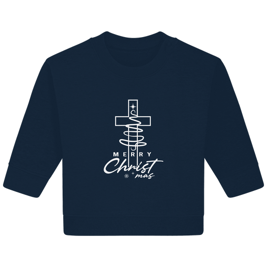 Kreuz und Christbaum – Merry Christ*mas Design - Baby Organic Sweatshirt - Kids & Babys - French Navy - GfoitMa