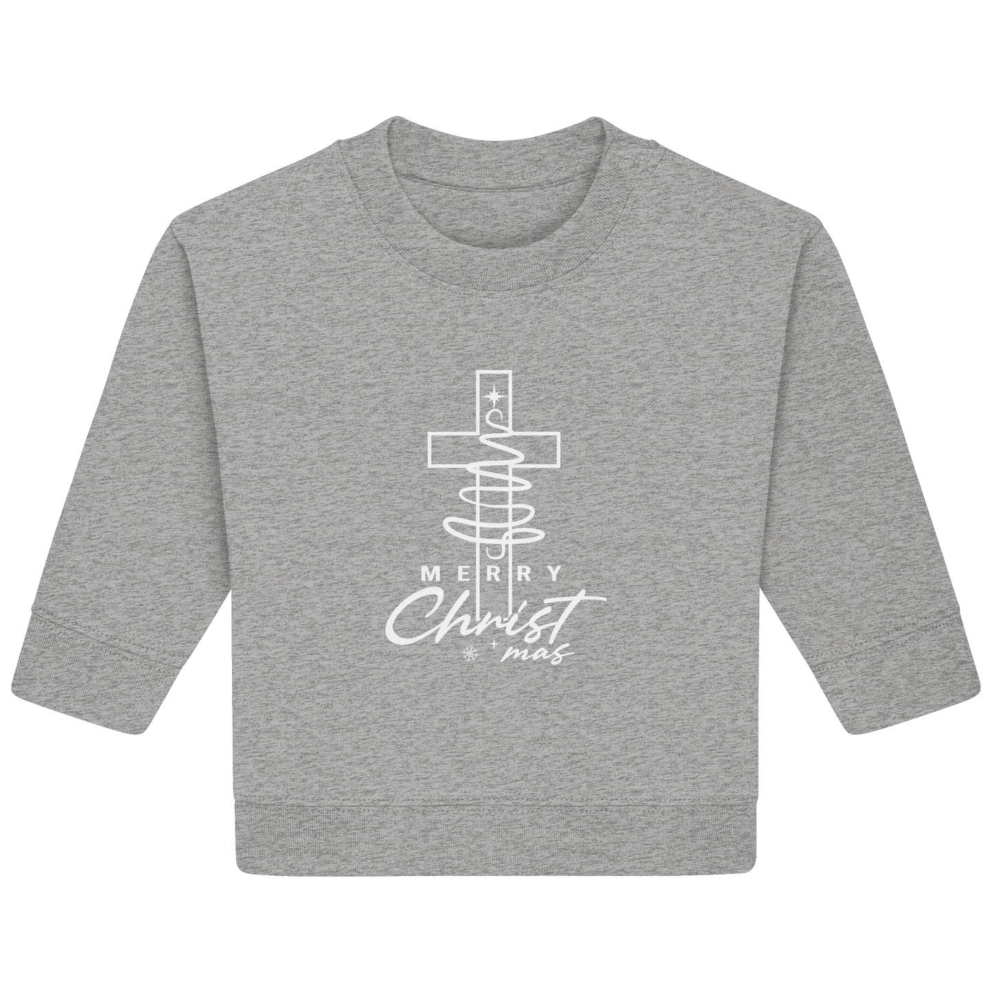 Kreuz und Christbaum – Merry Christ*mas Design - Baby Organic Sweatshirt - Kids & Babys - Heather Grey - GfoitMa