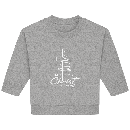 Kreuz und Christbaum – Merry Christ*mas Design - Baby Organic Sweatshirt - Kids & Babys - Heather Grey - GfoitMa