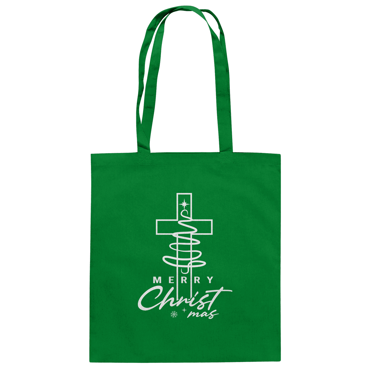 Kreuz und Christbaum – Merry Christ*mas Design - Baumwolltasche - Taschen - Kelly Green - GfoitMa