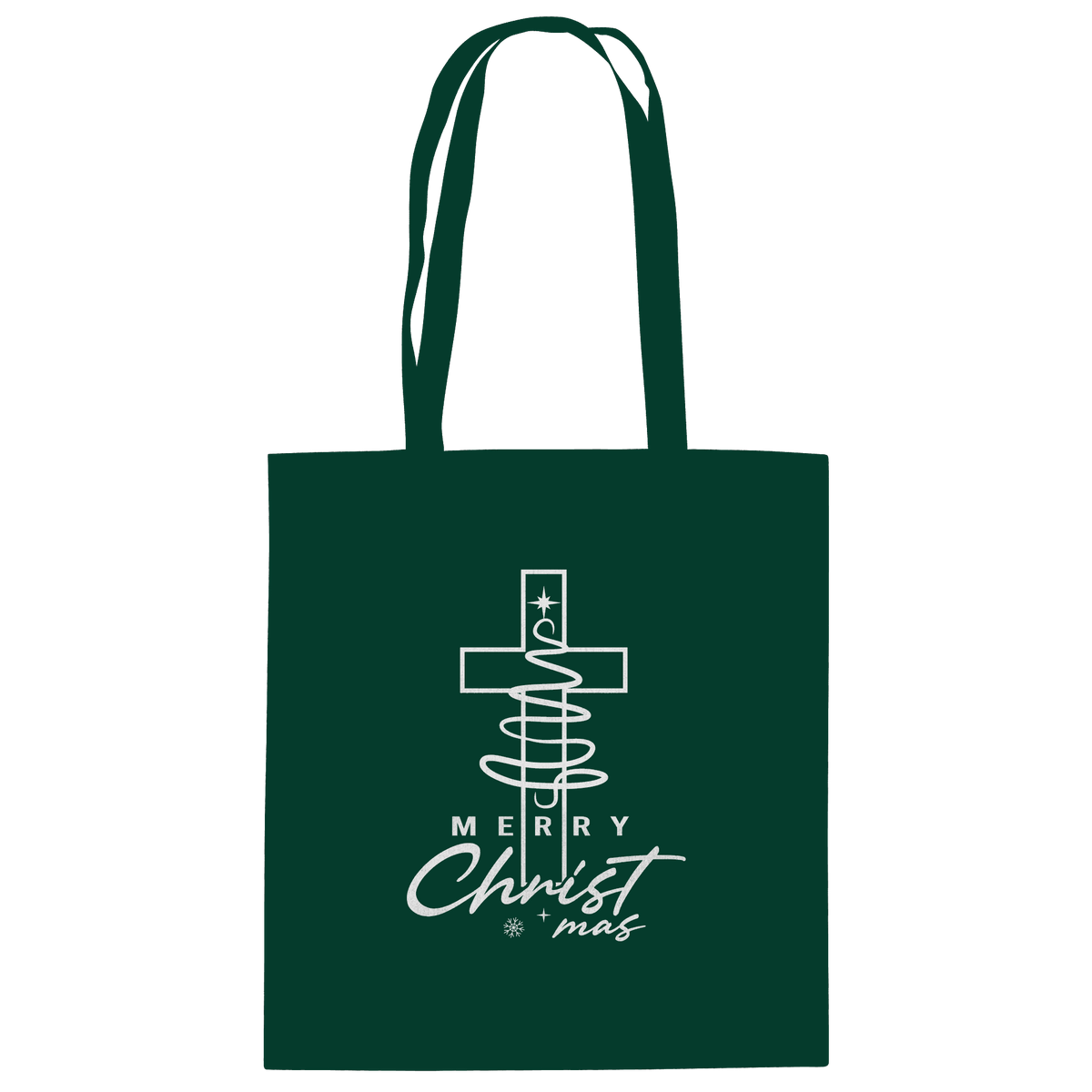 Kreuz und Christbaum – Merry Christ*mas Design - Baumwolltasche - Taschen - Bottle Green - GfoitMa