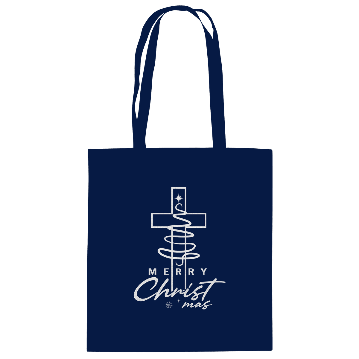 Kreuz und Christbaum – Merry Christ*mas Design - Baumwolltasche - Taschen - French Navy - GfoitMa
