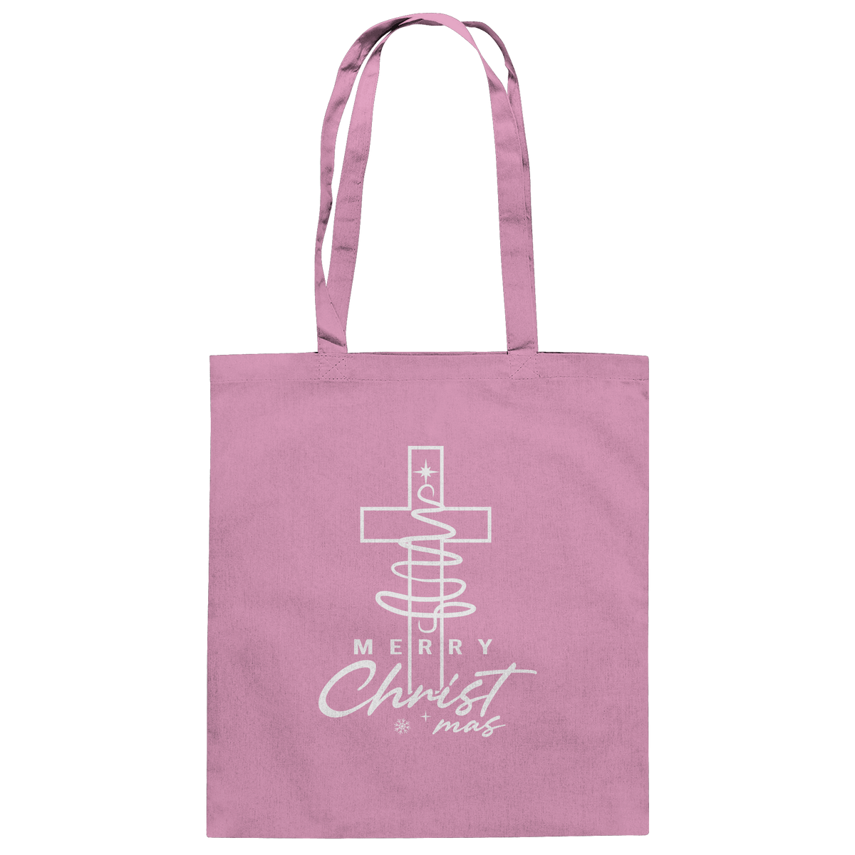 Kreuz und Christbaum – Merry Christ*mas Design - Baumwolltasche - Taschen - Classic Pink - GfoitMa