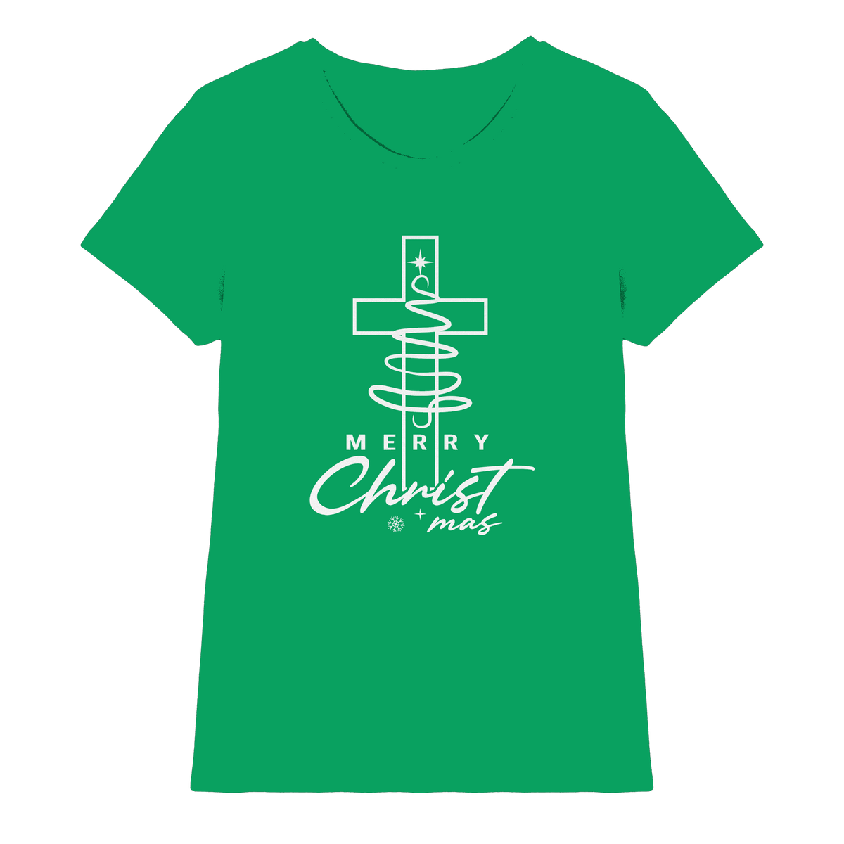 Kreuz und Christbaum – Merry Christ*mas Design - Ladies Premium Shirt - Lady-Shirts - Kelly Green - GfoitMa