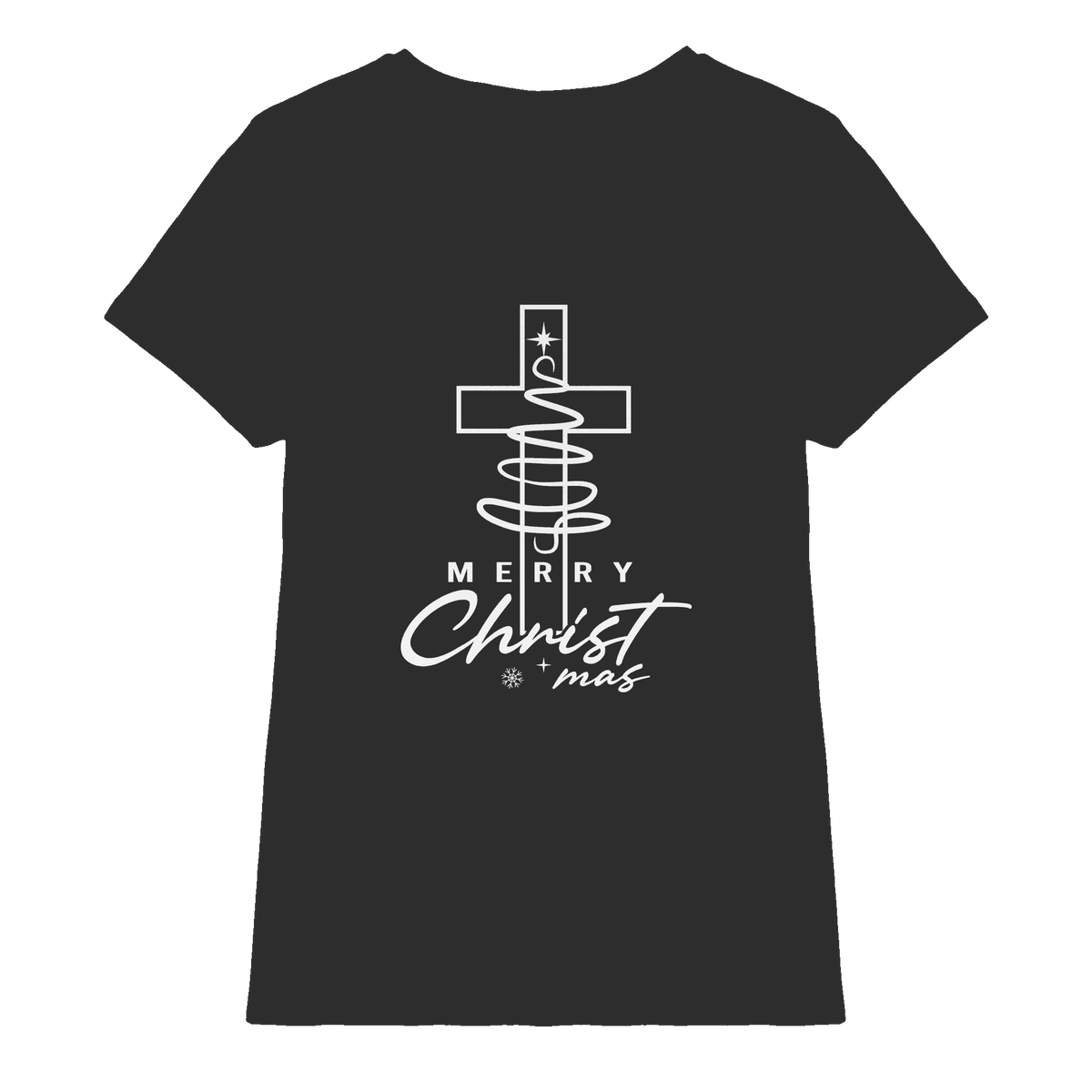 Kreuz und Christbaum – Merry Christ*mas Design - Ladies Premium Shirt - Lady-Shirts - Black - GfoitMa