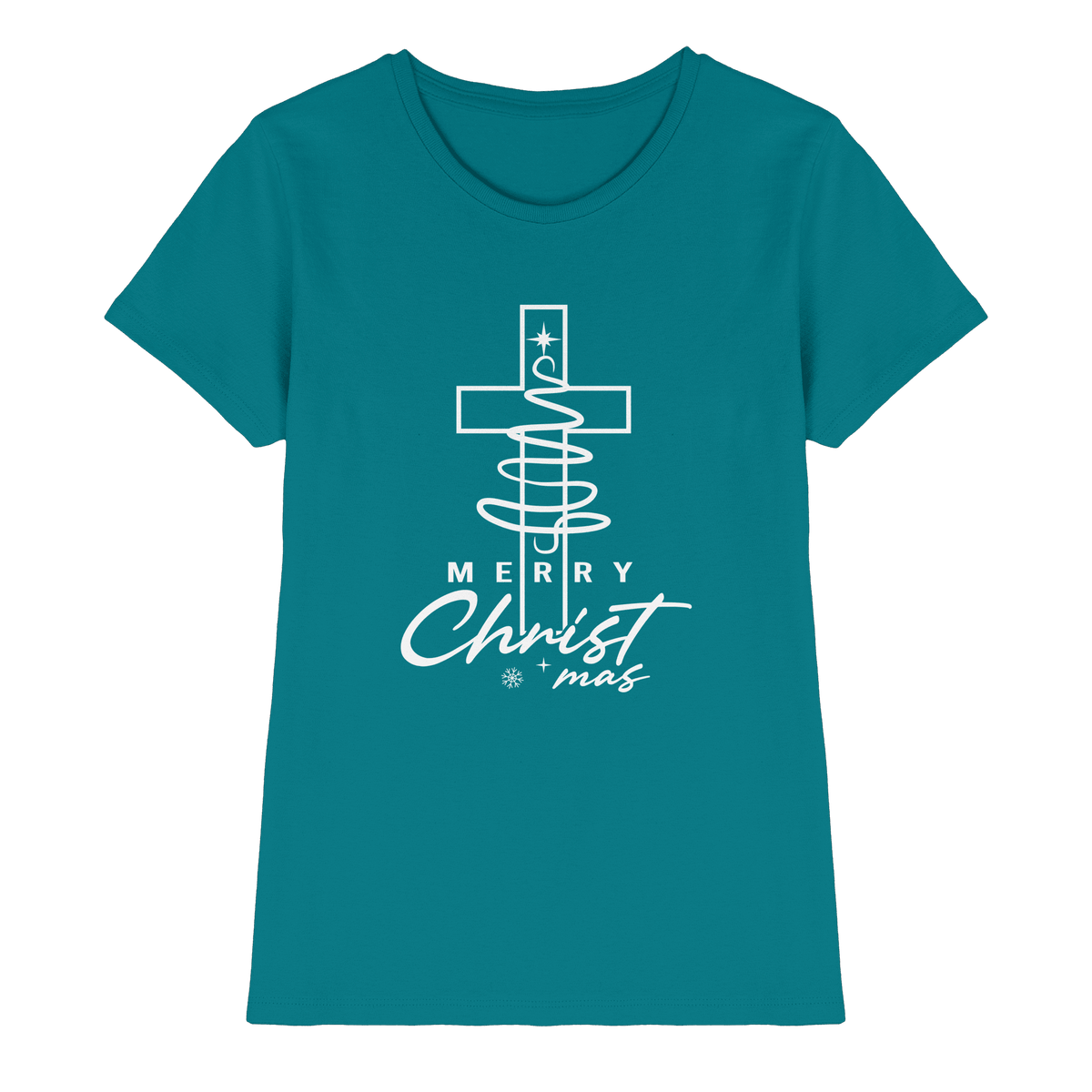 Kreuz und Christbaum – Merry Christ*mas Design - Ladies Premium Shirt - Lady-Shirts - Diva Blue - GfoitMa