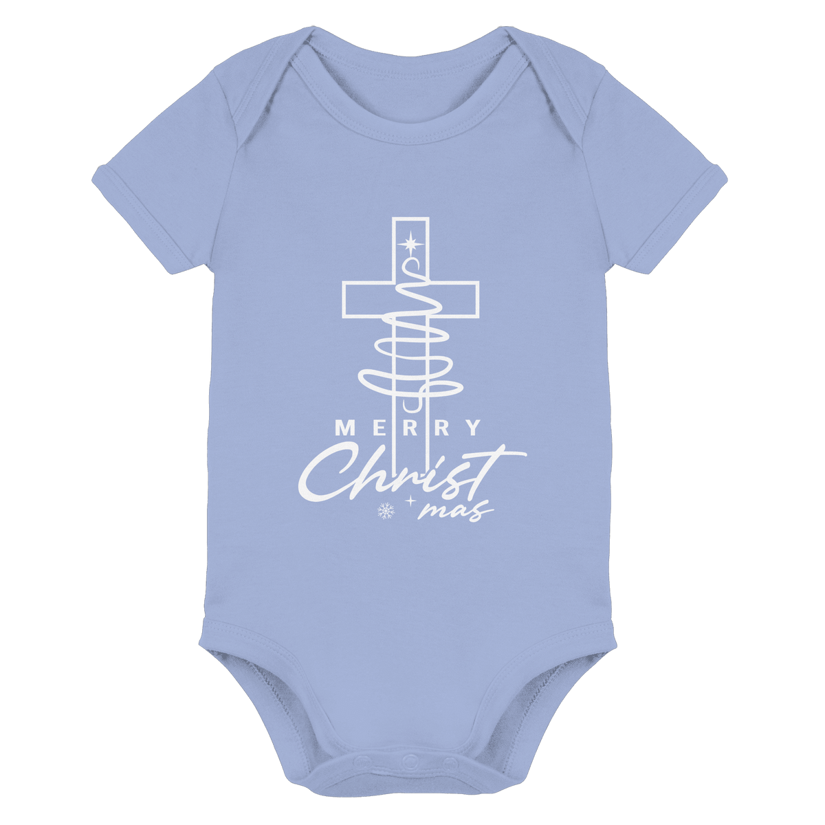 Kreuz und Christbaum – Merry Christ*mas Design - Organic Baby Bodysuit - Kids & Babys - Dusty Blue - GfoitMa