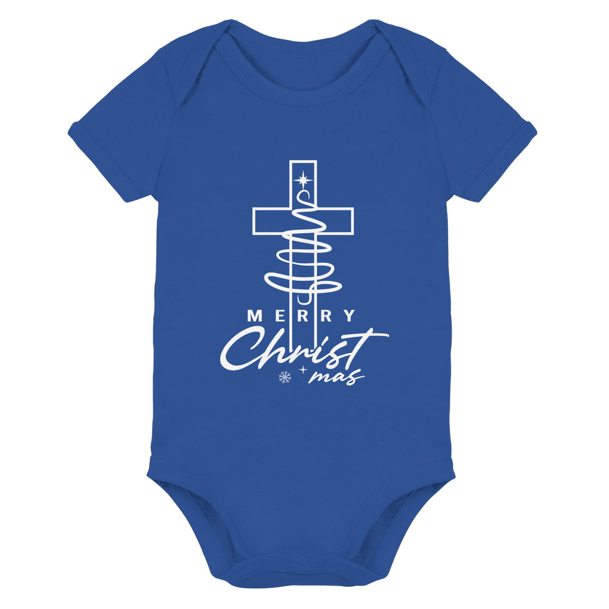 Kreuz und Christbaum – Merry Christ*mas Design - Organic Baby Bodysuit - Kids & Babys - Cobalt Blue Organic - GfoitMa
