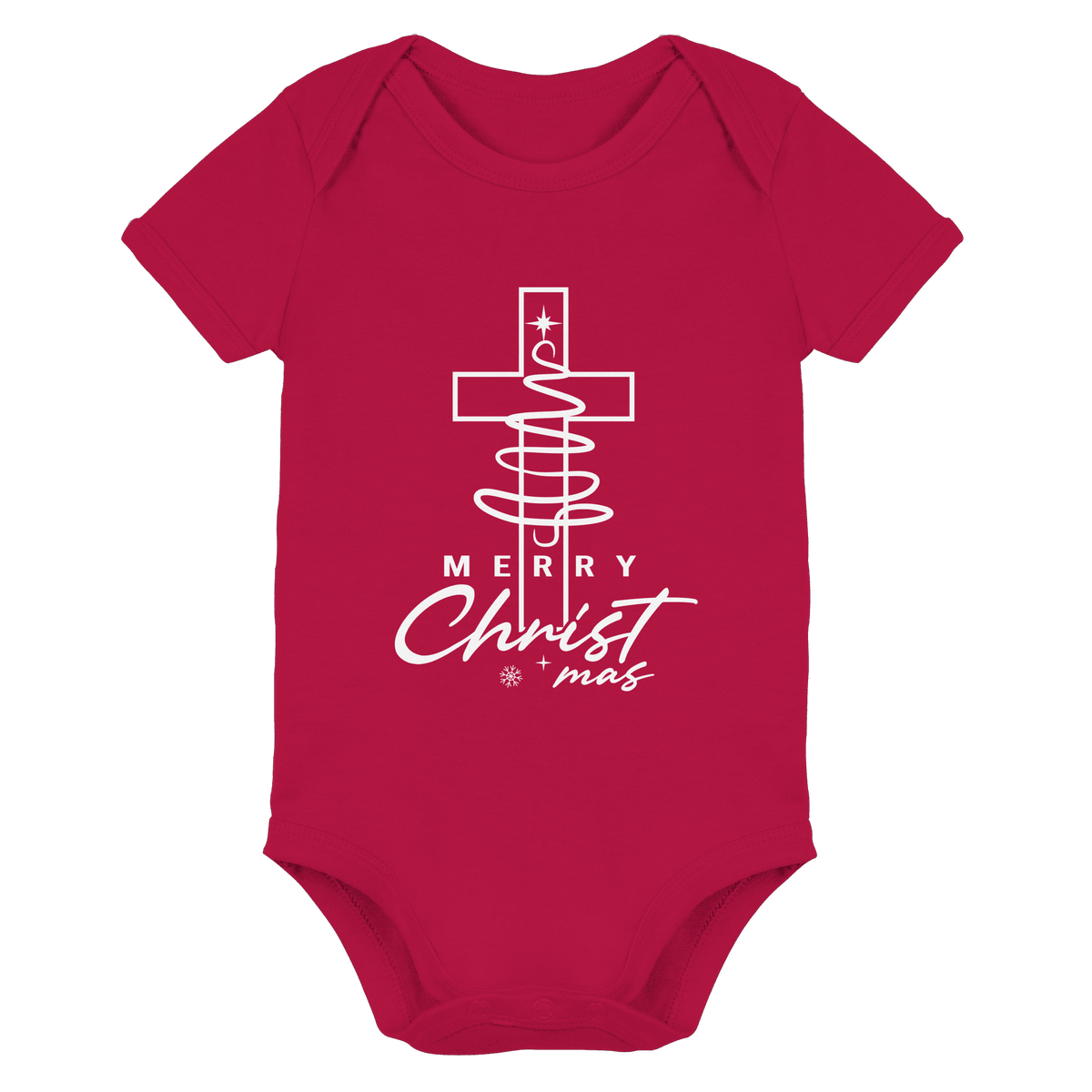 Kreuz und Christbaum – Merry Christ*mas Design - Organic Baby Bodysuit - Kids & Babys - Red - GfoitMa