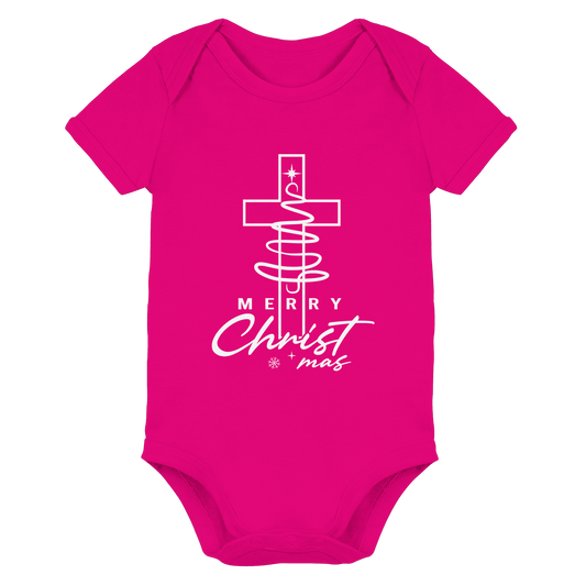 Kreuz und Christbaum – Merry Christ*mas Design - Organic Baby Bodysuit - Kids & Babys - Fuchsia Organic - GfoitMa