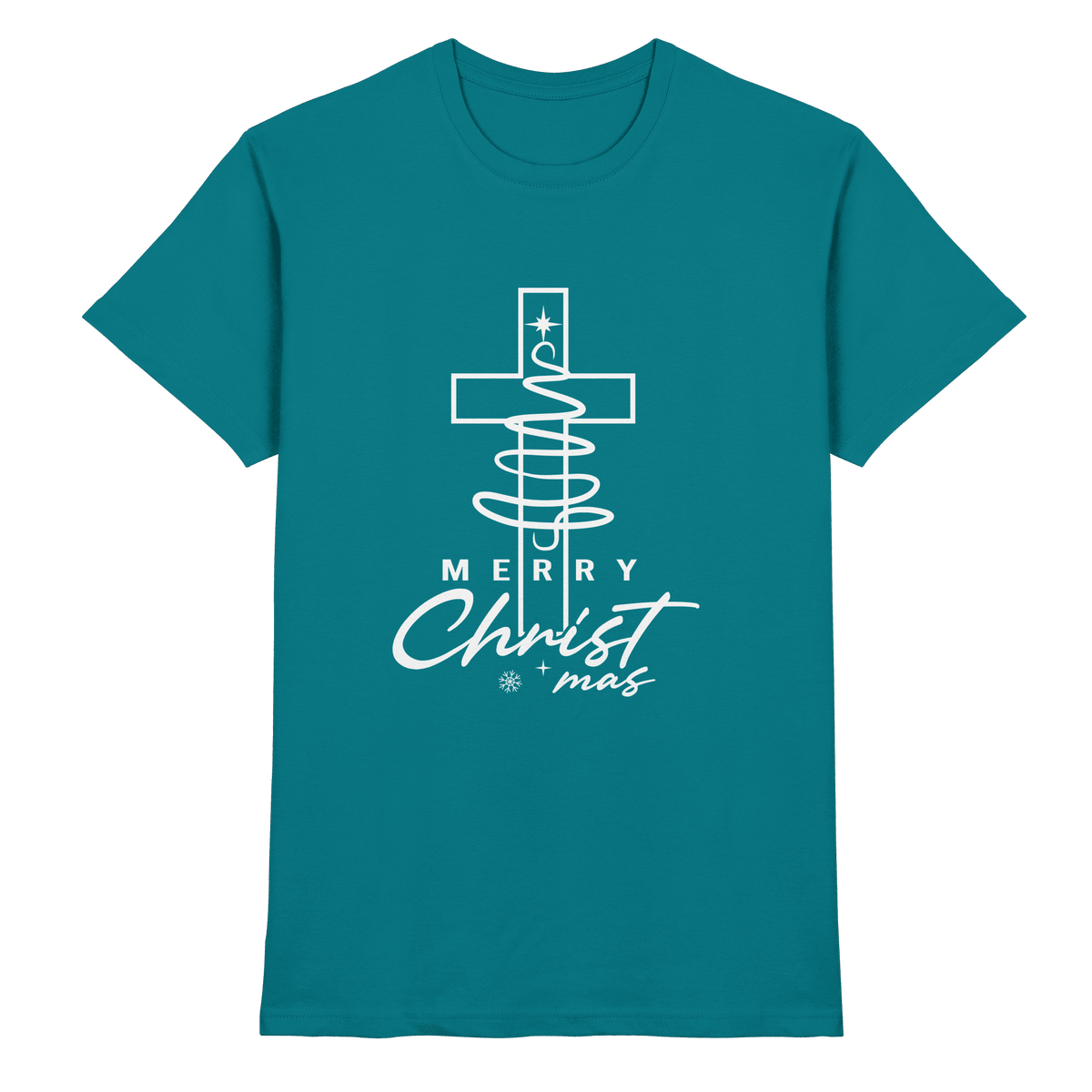Kreuz und Christbaum – Merry Christ*mas Design - Premium Shirt - Unisex-Shirts - Diva Blue - GfoitMa