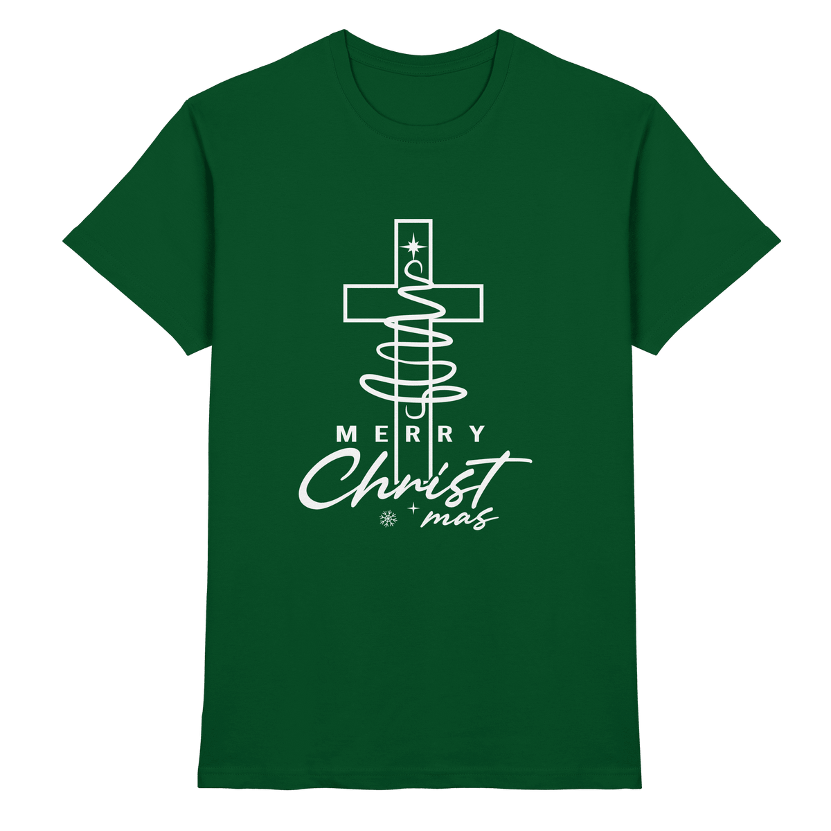 Kreuz und Christbaum – Merry Christ*mas Design - Premium Shirt - Unisex-Shirts - Bottle Green - GfoitMa