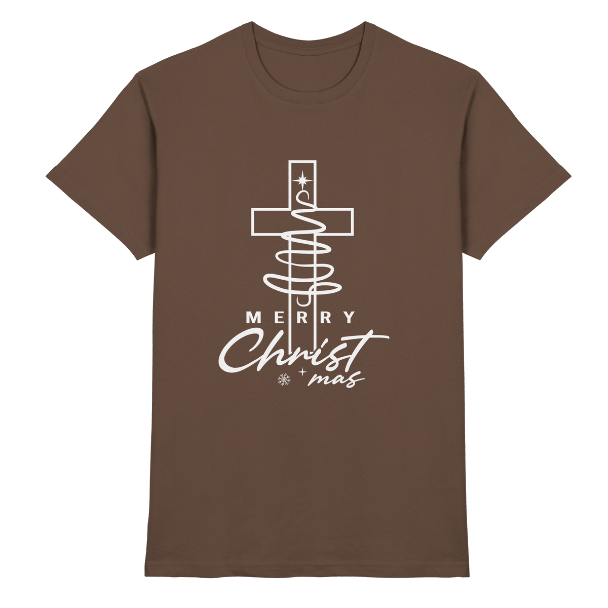 Kreuz und Christbaum – Merry Christ*mas Design - Premium Shirt - Unisex-Shirts - Chocolate - GfoitMa