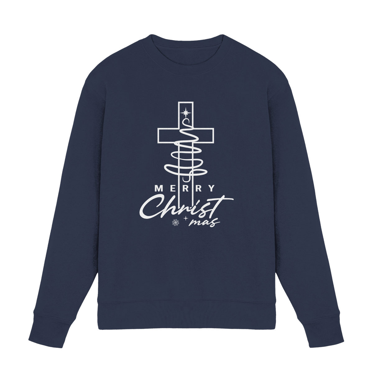 Kreuz und Christbaum – Merry Christ*mas Design - Premium Sweatshirt - Sweatshirts - Deep Navy - GfoitMa