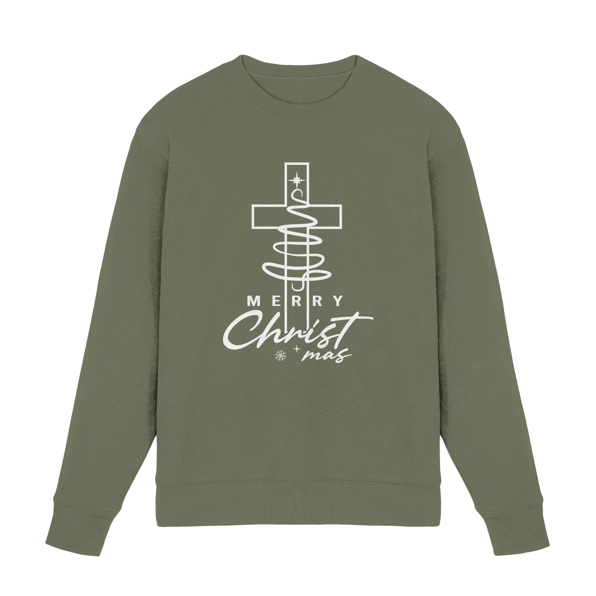 Kreuz und Christbaum – Merry Christ*mas Design - Premium Sweatshirt - Sweatshirts - Classic Olive - GfoitMa