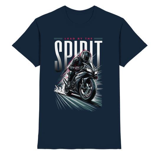 Lead by the Spirit | Christliche Kleidung & Geschenke im Motorrad-Design - Premium Shirt - Unisex-Shirts - Navy - GfoitMa
