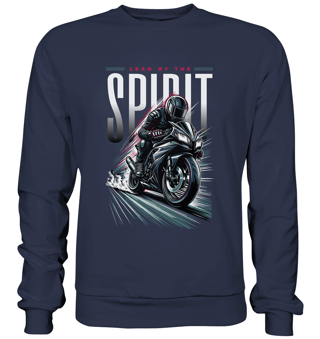 Lead by the Spirit | Christliche Kleidung & Geschenke im Motorrad-Design - Premium Sweatshirt - Sweatshirts - Deep Navy - GfoitMa