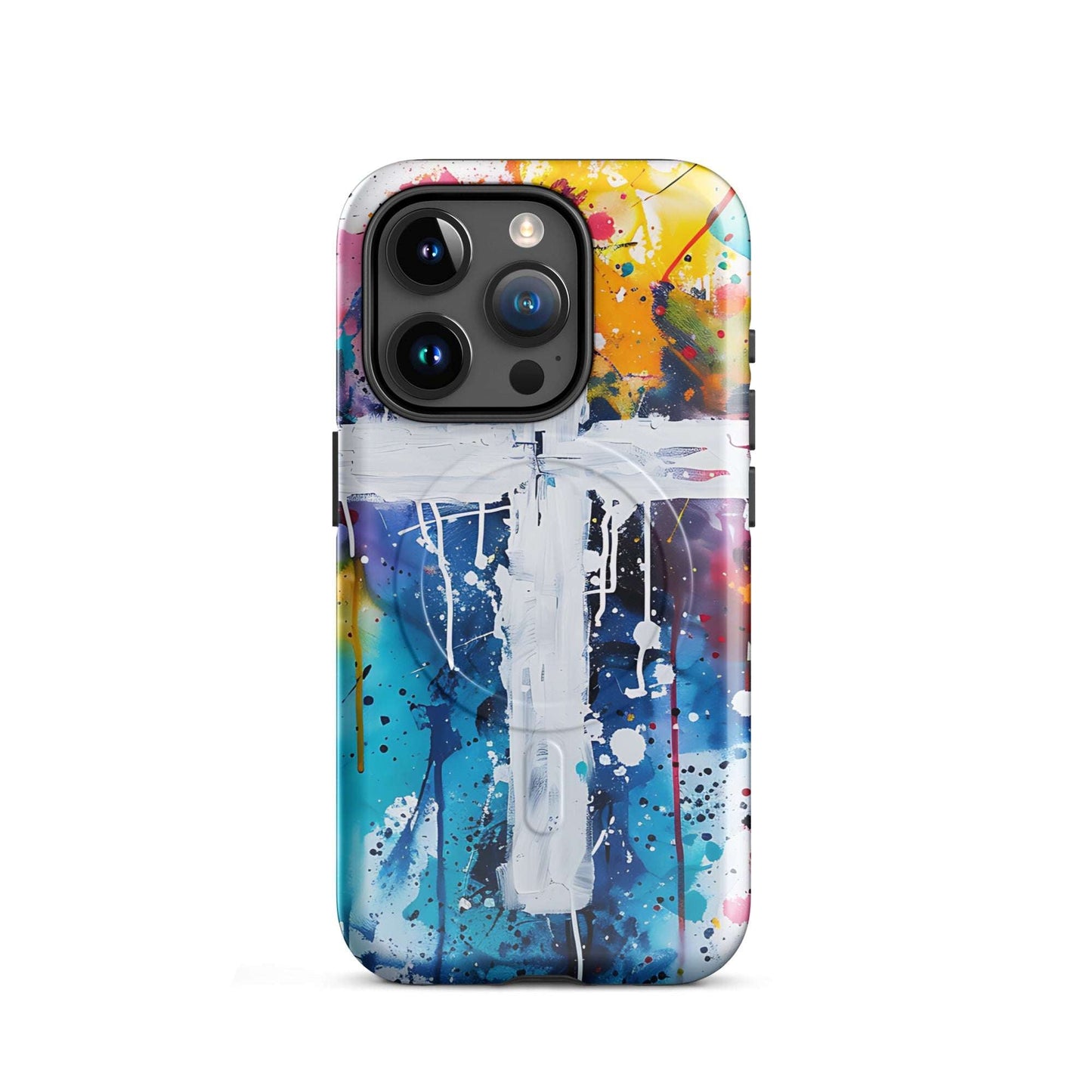 Licht im Farbenmeer – Das Kreuz als Hoffnungsträger - Hardcase iPhone®-Hülle mit MagSafe® - iPhone 15 Pro - GfoitMa