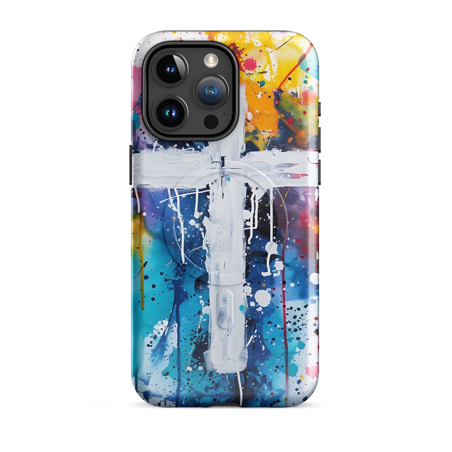 Licht im Farbenmeer – Das Kreuz als Hoffnungsträger - Hardcase iPhone®-Hülle mit MagSafe® - iPhone 15 Pro Max - GfoitMa