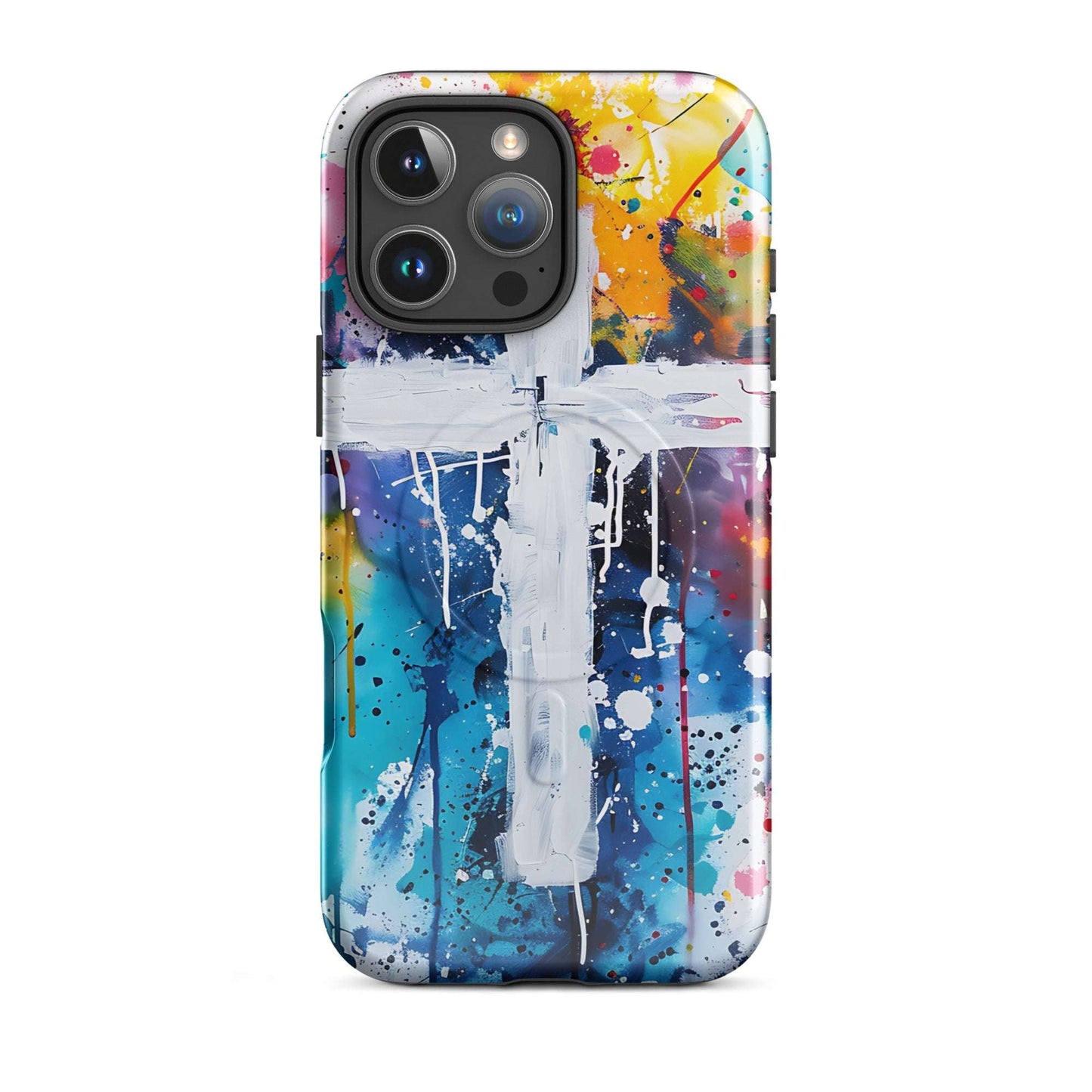 Licht im Farbenmeer – Das Kreuz als Hoffnungsträger - Hardcase iPhone®-Hülle mit MagSafe® - iPhone 16 Pro Max - GfoitMa