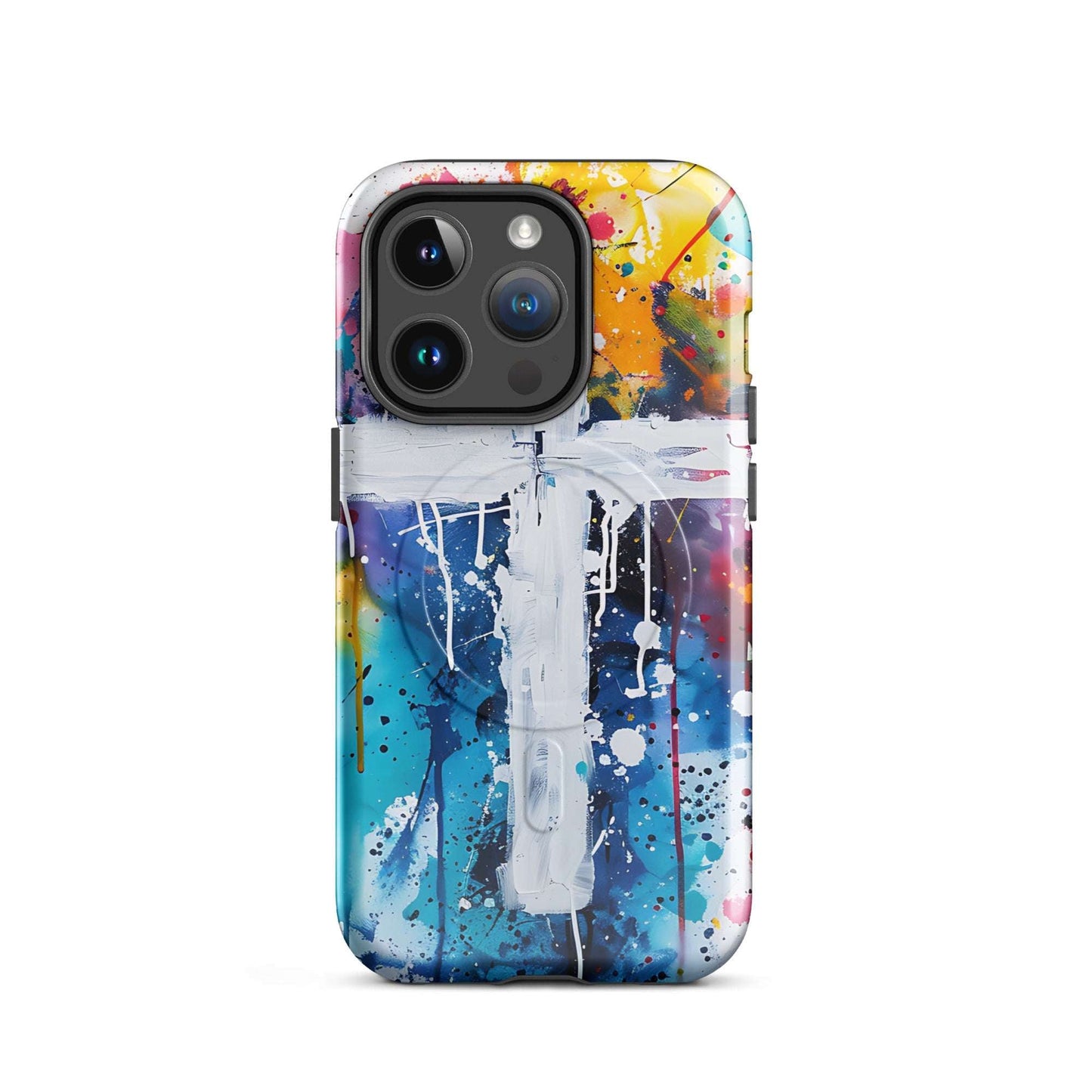 Licht im Farbenmeer – Das Kreuz als Hoffnungsträger - Hardcase iPhone®-Hülle mit MagSafe® - iPhone 14 Pro - GfoitMa