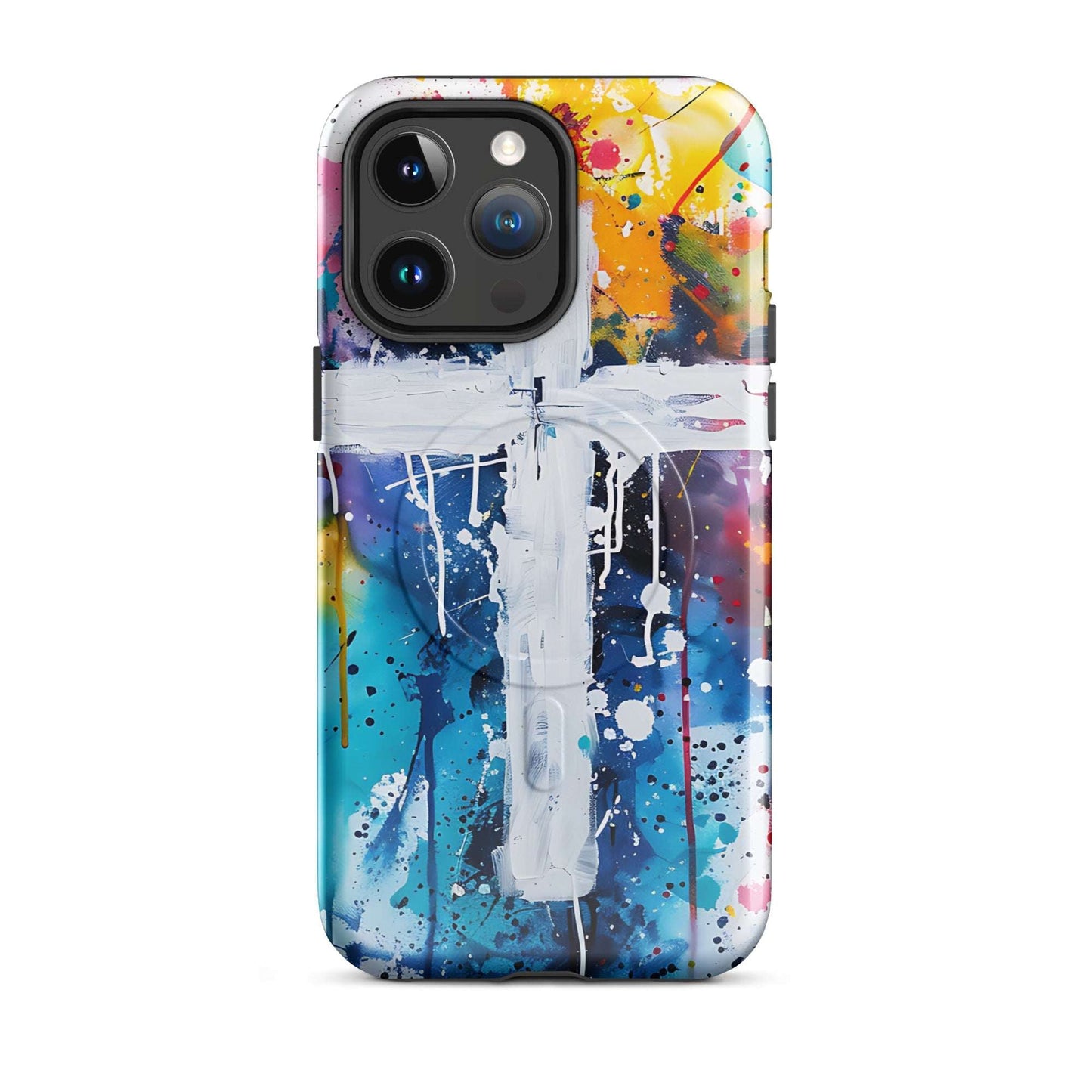 Licht im Farbenmeer – Das Kreuz als Hoffnungsträger - Hardcase iPhone®-Hülle mit MagSafe® - iPhone 14 Pro Max - GfoitMa
