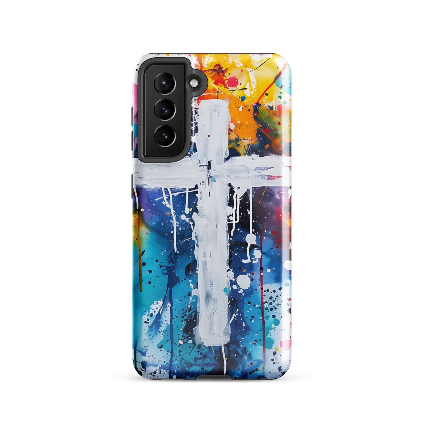 Licht im Farbenmeer – Das Kreuz als Hoffnungsträger - Hardcase Samsung®-Hülle - Samsung Galaxy S21 - GfoitMa
