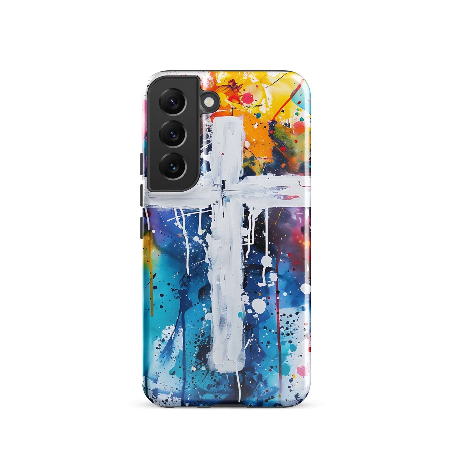Licht im Farbenmeer – Das Kreuz als Hoffnungsträger - Hardcase Samsung®-Hülle - Samsung Galaxy S22 - GfoitMa