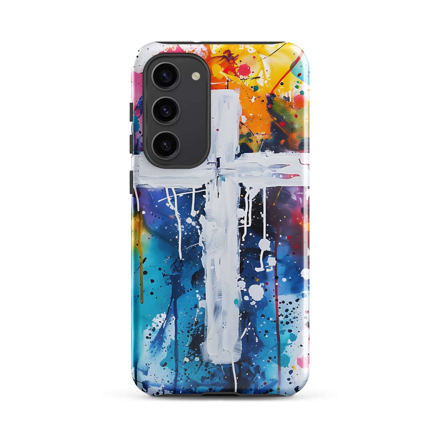 Licht im Farbenmeer – Das Kreuz als Hoffnungsträger - Hardcase Samsung®-Hülle - Samsung Galaxy S23 Plus - GfoitMa