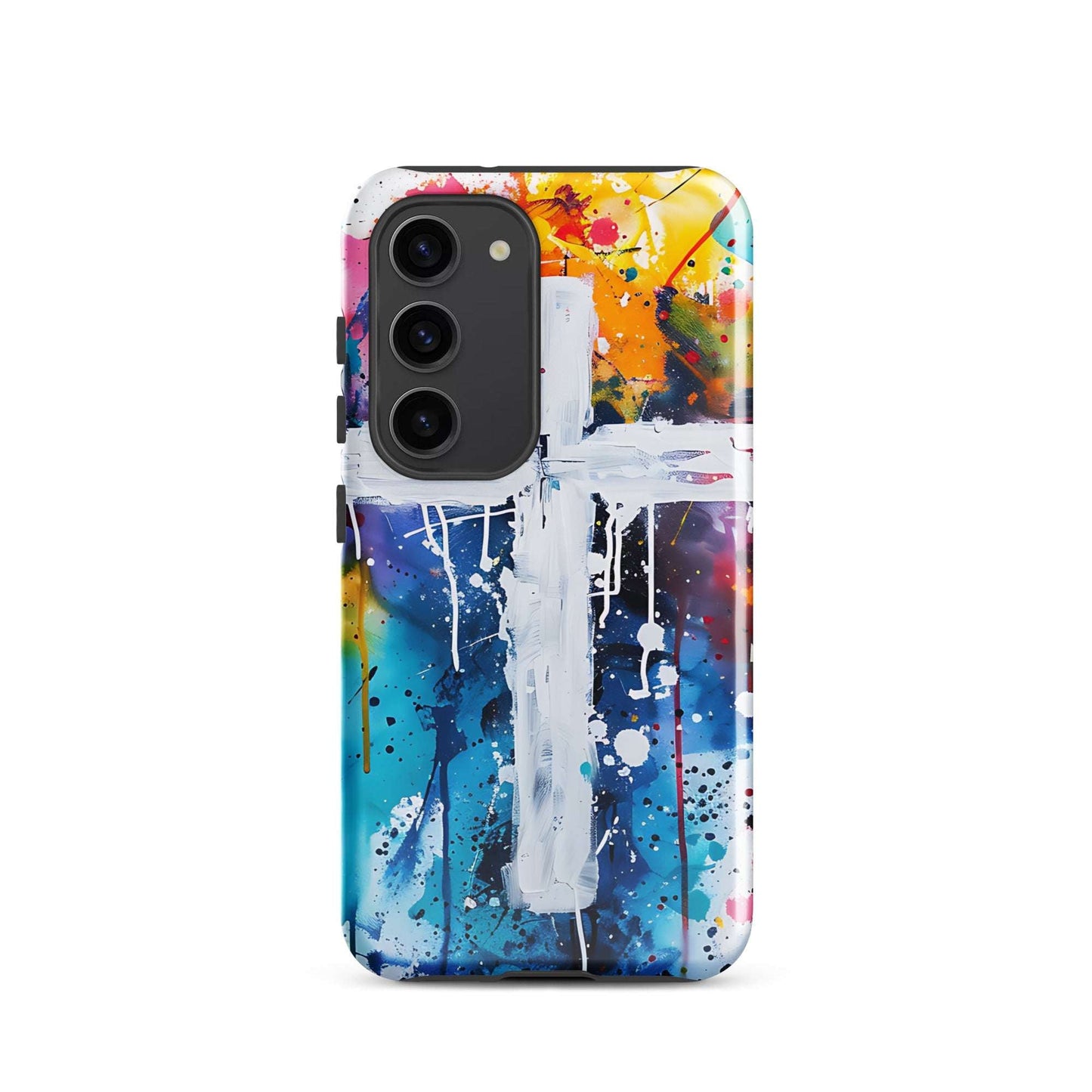 Licht im Farbenmeer – Das Kreuz als Hoffnungsträger - Hardcase Samsung®-Hülle - Samsung Galaxy S23 - GfoitMa