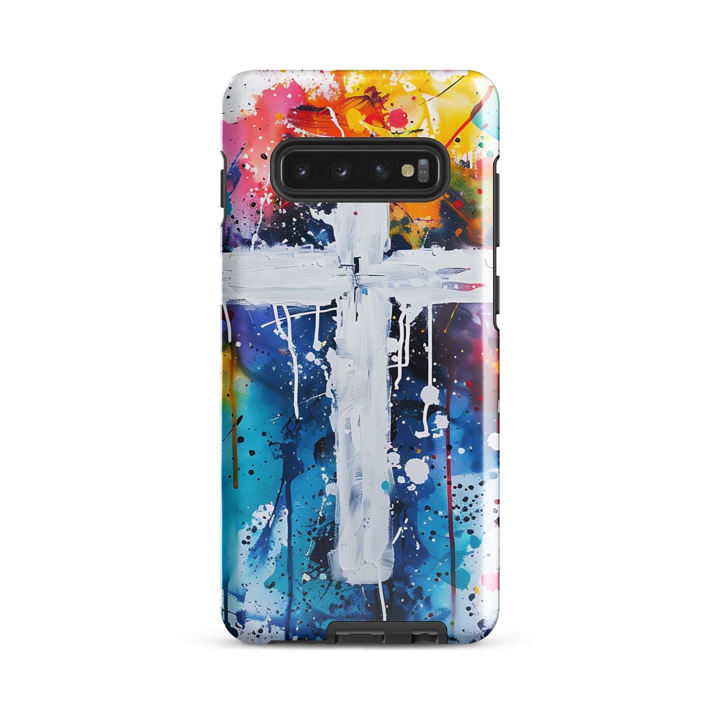 Licht im Farbenmeer – Das Kreuz als Hoffnungsträger - Hardcase Samsung®-Hülle - Samsung Galaxy S25 - GfoitMa