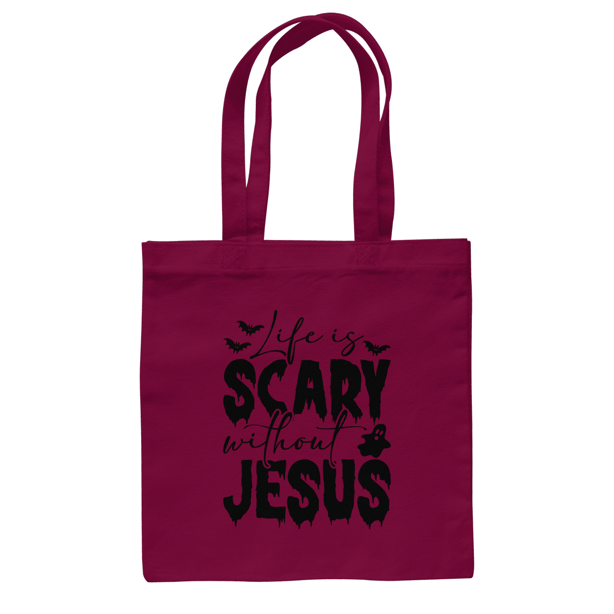 Life is Scary without Jesus - Christliche Kleidung & Geschenke - Baumwolltasche - Taschen - Burgundy - GfoitMa