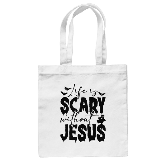 Life is Scary without Jesus - Christliche Kleidung & Geschenke - Baumwolltasche - Taschen - White - GfoitMa