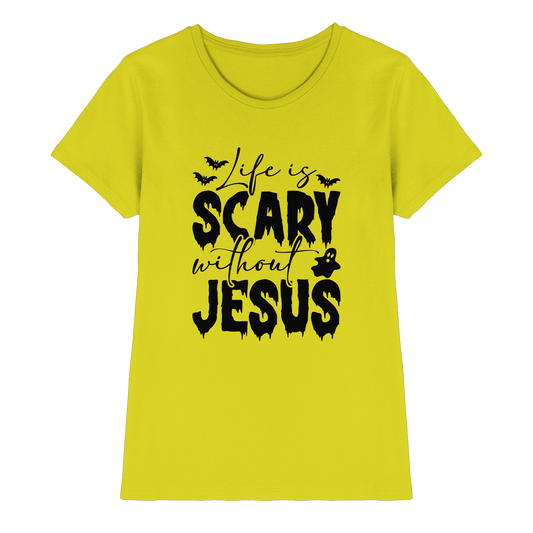 Life is Scary without Jesus - Christliche Kleidung & Geschenke - Ladies Premium Shirt - Lady-Shirts - Pixel Lime - GfoitMa