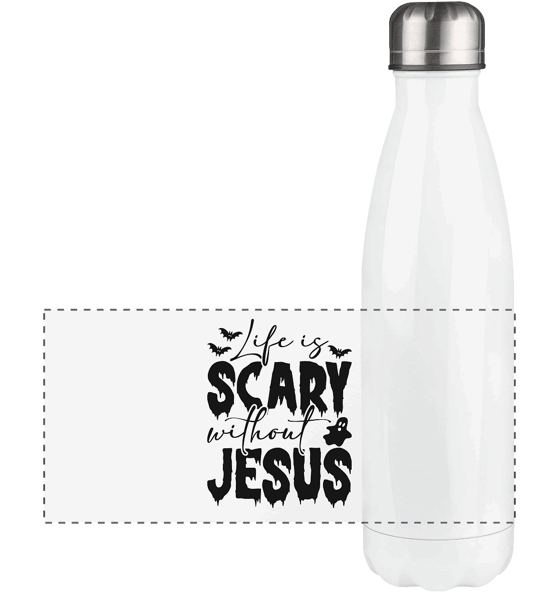 Life is Scary without Jesus - Christliche Kleidung & Geschenke - Panorama Thermoflasche 500ml - Trinkgefäße - White - GfoitMa