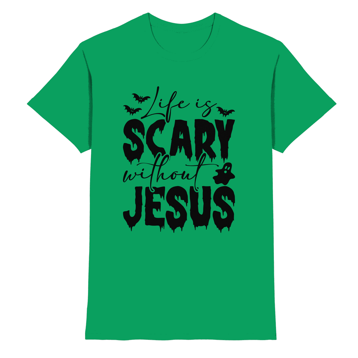 Life is Scary without Jesus - Christliche Kleidung & Geschenke - Premium Shirt - Unisex-Shirts - Kelly Green - GfoitMa