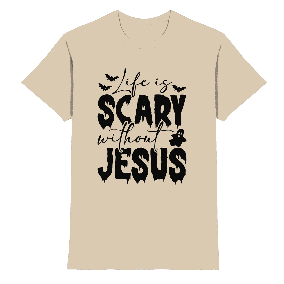 Life is Scary without Jesus - Christliche Kleidung & Geschenke - Premium Shirt - Unisex-Shirts - Sand - GfoitMa