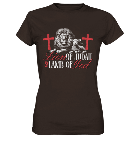 Lion of Judah & Lamb of God – Die zwei Seiten von Jesus - Ladies Premium Shirt - Lady-Shirts - Brown - GfoitMa