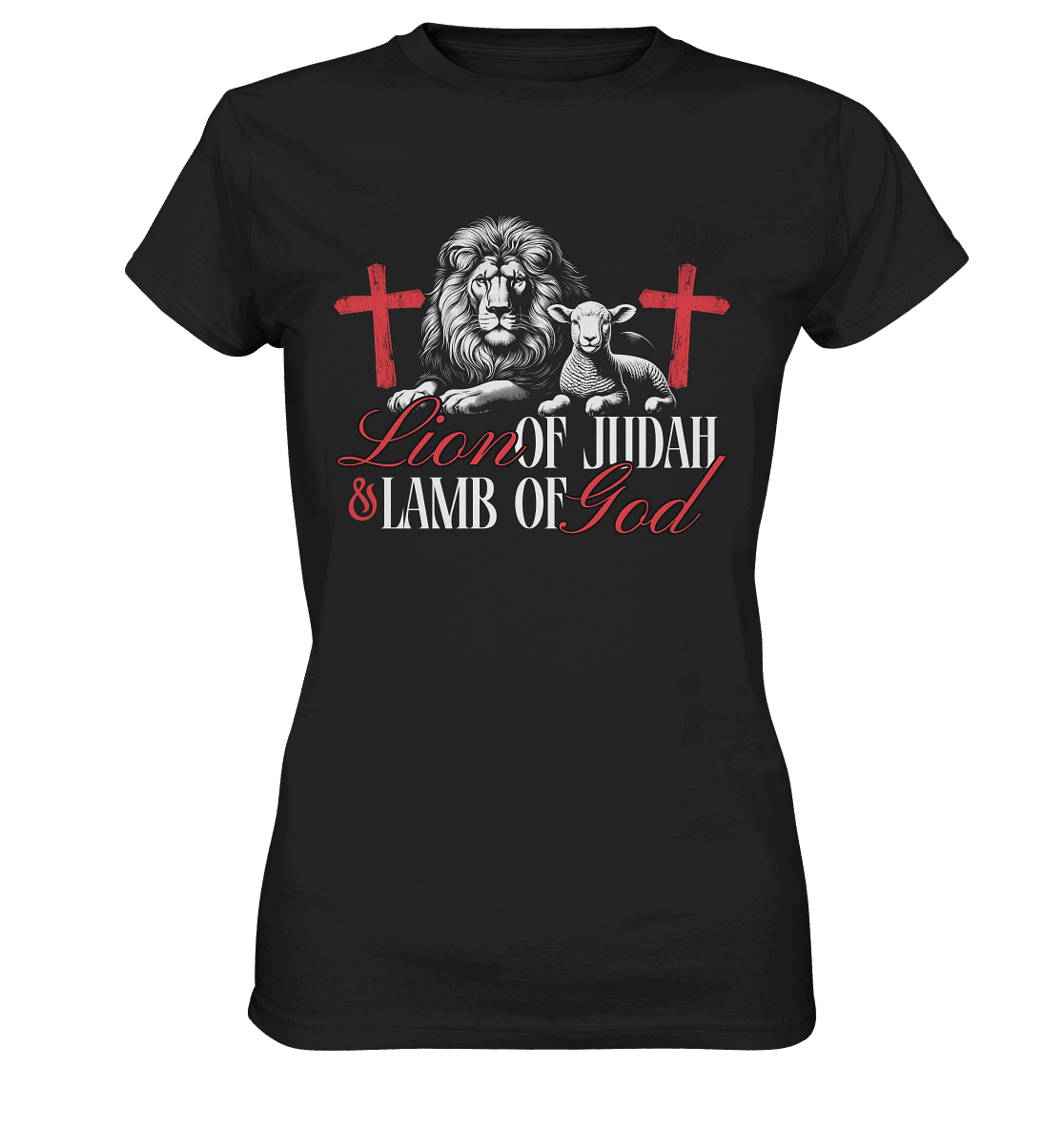 Lion of Judah & Lamb of God – Die zwei Seiten von Jesus - Ladies Premium Shirt - Lady-Shirts - Black - GfoitMa