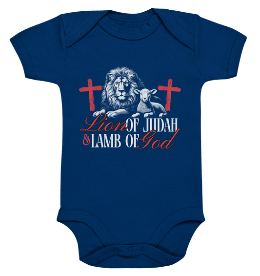 Lion of Judah & Lamb of God – Die zwei Seiten von Jesus - Organic Baby Bodysuit - Kids & Babys - Nautical Navy - GfoitMa