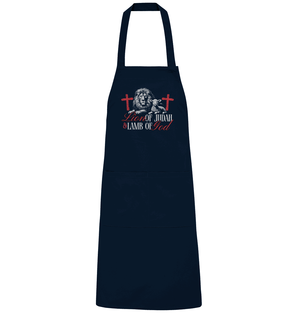 Lion of Judah & Lamb of God – Die zwei Seiten von Jesus - Organic Grillschürze - Home & Living - Navy - GfoitMa