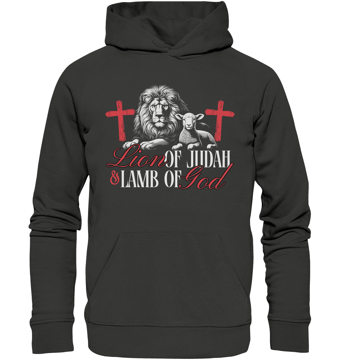 Lion of Judah & Lamb of God – Die zwei Seiten von Jesus - Premium Unisex Hoodie - Hoodies - Charcoal - GfoitMa