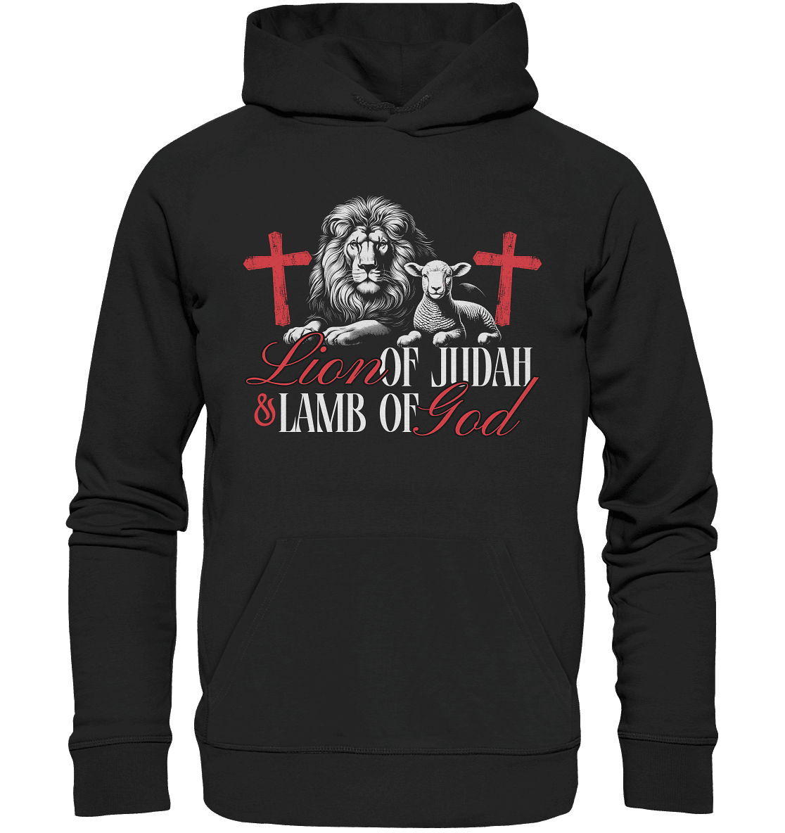 Lion of Judah & Lamb of God – Die zwei Seiten von Jesus - Premium Unisex Hoodie - Hoodies - Black - GfoitMa