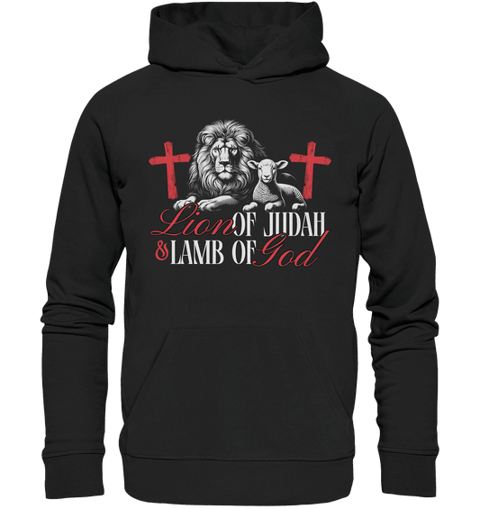 Lion of Judah & Lamb of God – Die zwei Seiten von Jesus - Premium Unisex Hoodie - Hoodies - Black - GfoitMa
