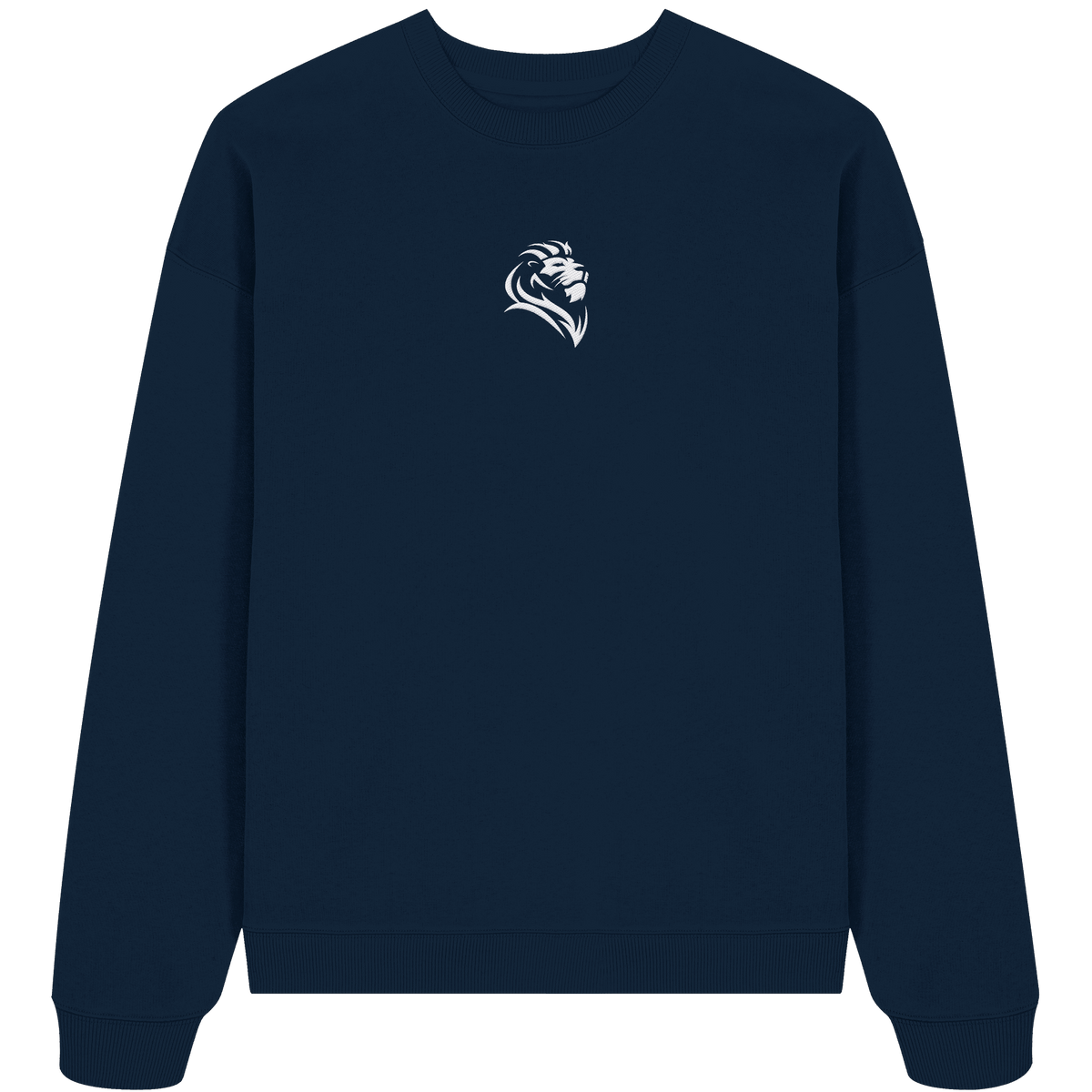 Löwe von Juda (Stick) | Christliche Kleidung - Organic Oversize Sweatshirt (Stick) - Sweatshirts - French Navy - GfoitMa