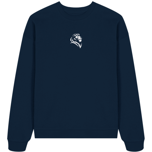 Löwe von Juda (Stick) | Christliche Kleidung - Organic Oversize Sweatshirt (Stick) - Sweatshirts - French Navy - GfoitMa