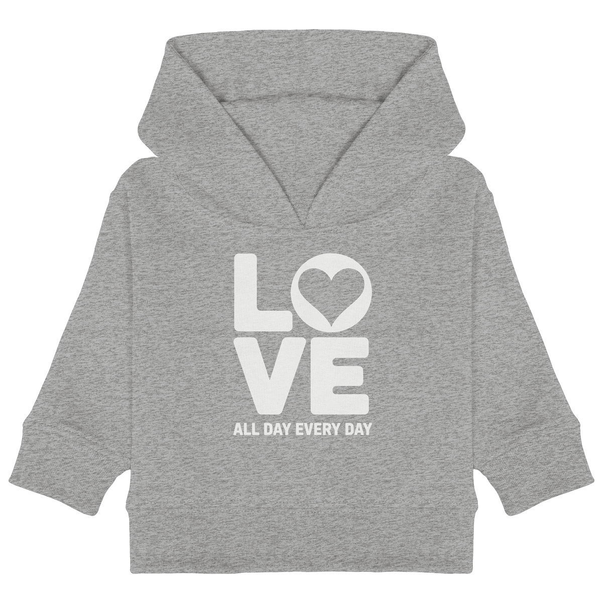 Love All Day Every Day | Love Design - Baby Organic Hoodie - Kids & Babys - Heather Grey - GfoitMa